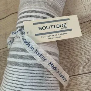 Boutique Hotel Bath Boutique Hotel Turkish Beach Towel Picnic Blanket Grey White Stripes 36x68 Poshmark
